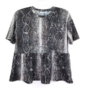 Zara Trafaluc Peplum Hem Snake Print Blouse